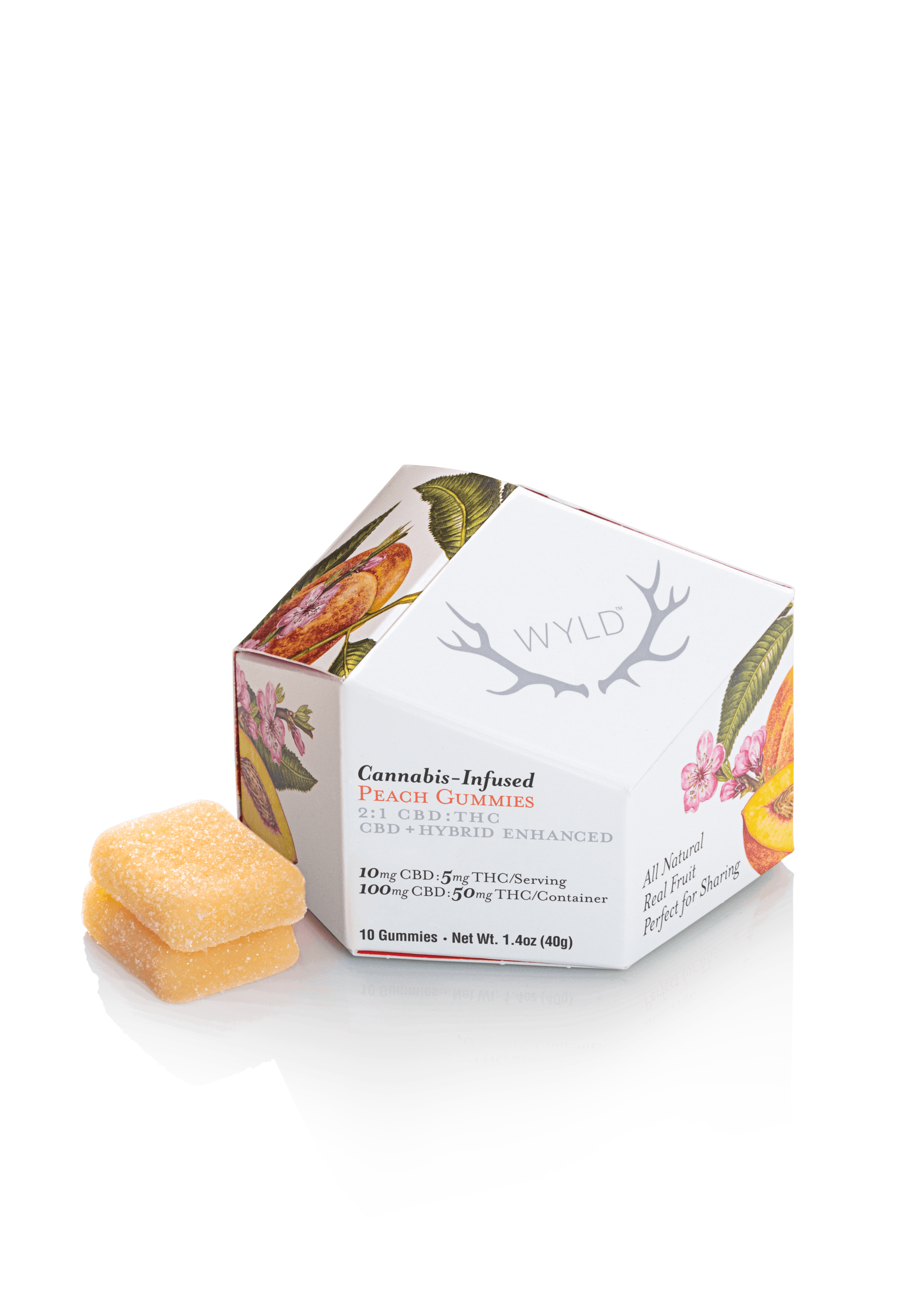 Photograph of product: Wyld - Peach 2:1 CBD/TH-oui - Gummy - 10ct - 150mg