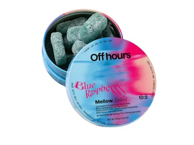 Photograph of product: OFF HOURS Blue Raspberry 'Mellow' 10pk 10mg Gummies