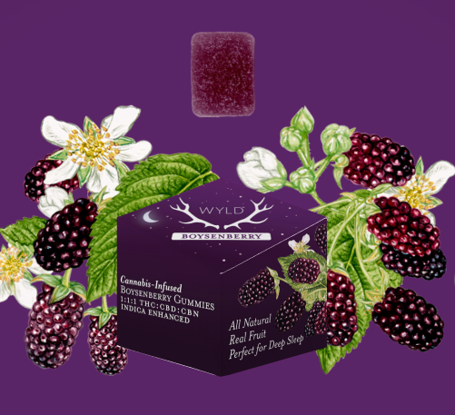 Photograph of product: Gummies 100mg 10 Pack - 1:1:1 TH-oui:CBD:CBN Boysenberry