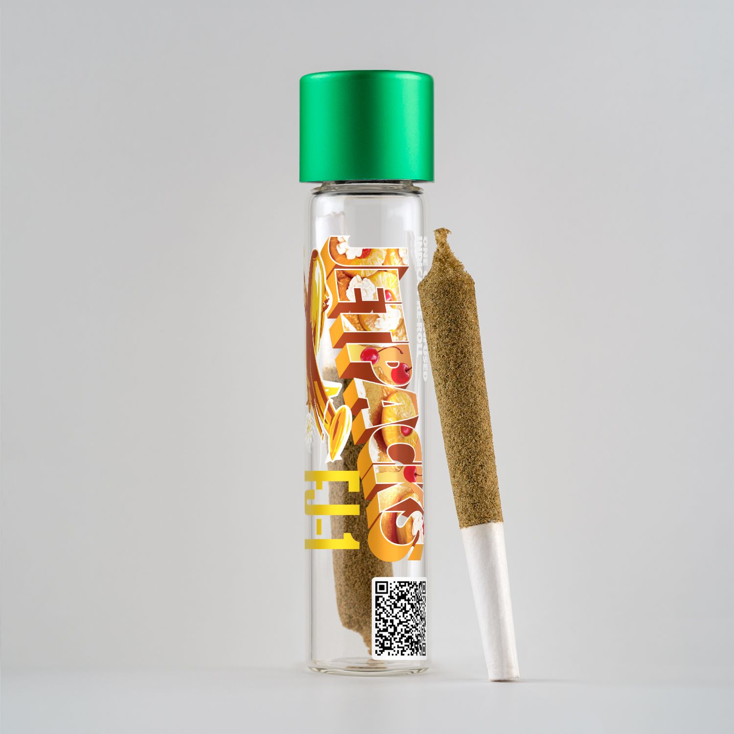 Photograph of product: JETPACKS | FJ-1 PINEAPPLE UPSIDE DOWN CAKE | INFUSED PRE-ROLL | 1G