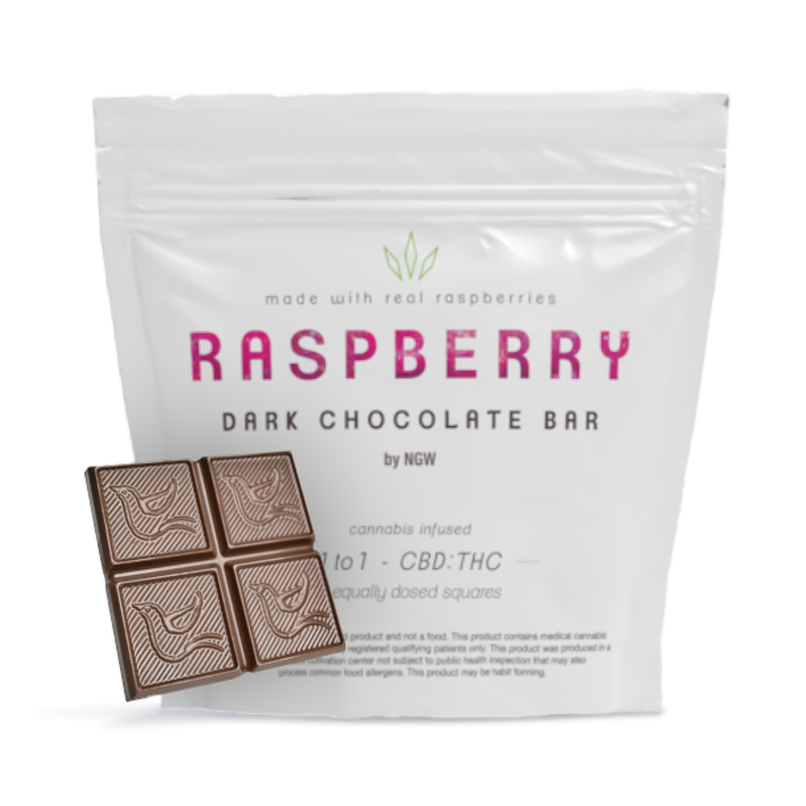 Photograph of product: 1:1 Raspberry Dark Chocolate Bar