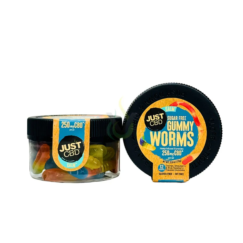 Photograph of product: Just CBD | Sugar Free | Gummy Worms | Gummies | 250mg