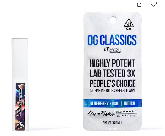 Photograph of product: Blueberry Zushi Classics - Dispo-1g