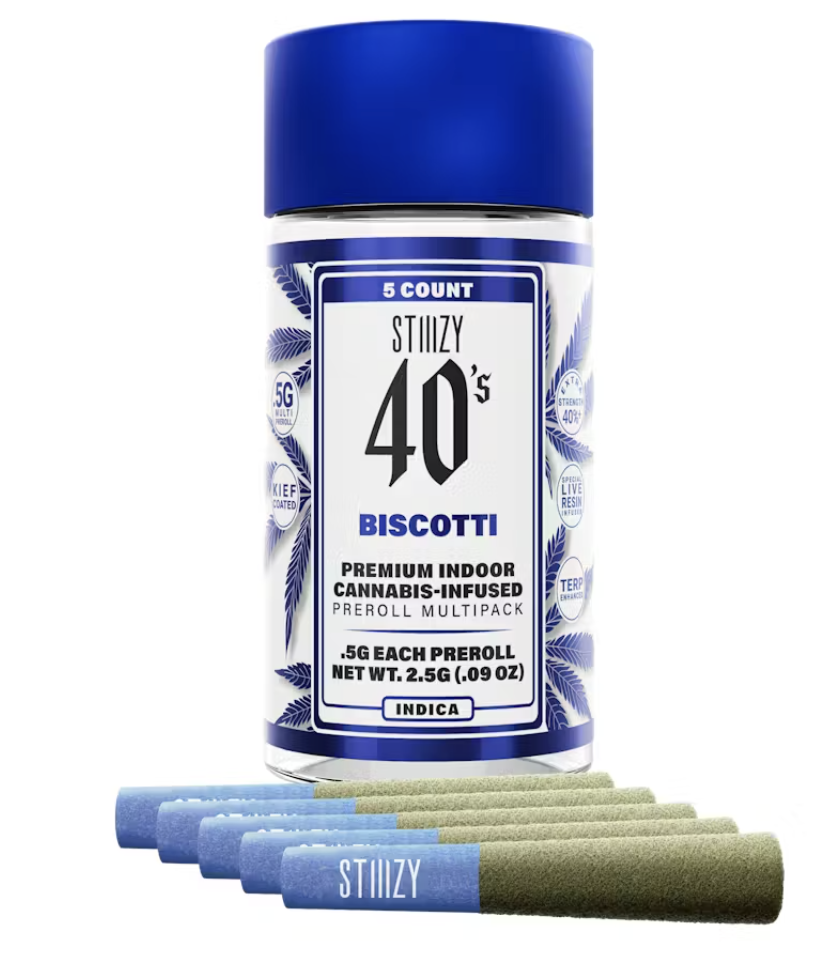 Photograph of product: Infused Preroll | Biscotti (H) | 0.5g 5pk | Stiiizy