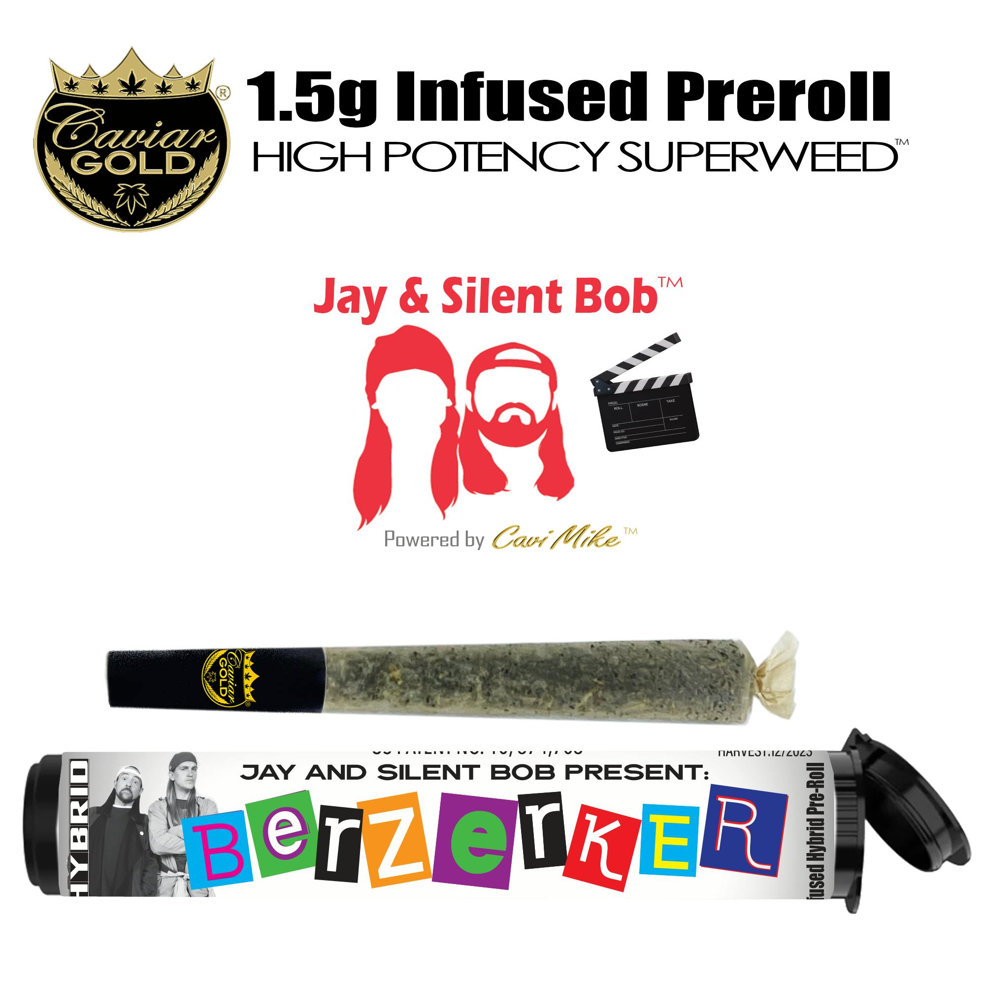 Photograph of product: Caviar Gold l Jay & Silent Bob Cone l Berzerker | 1.5g Infused Preroll