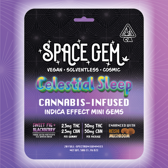 Photograph of product: Space Gem - Oui'd 50mg TH-oui 50mg CBN Mini Gems 20pk - 