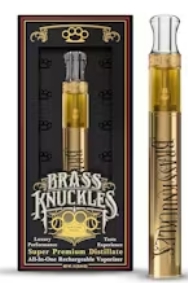 Photograph of product: Brass Knuckles Distillate AIO Vape | 1g | East Coast Sour Diesel