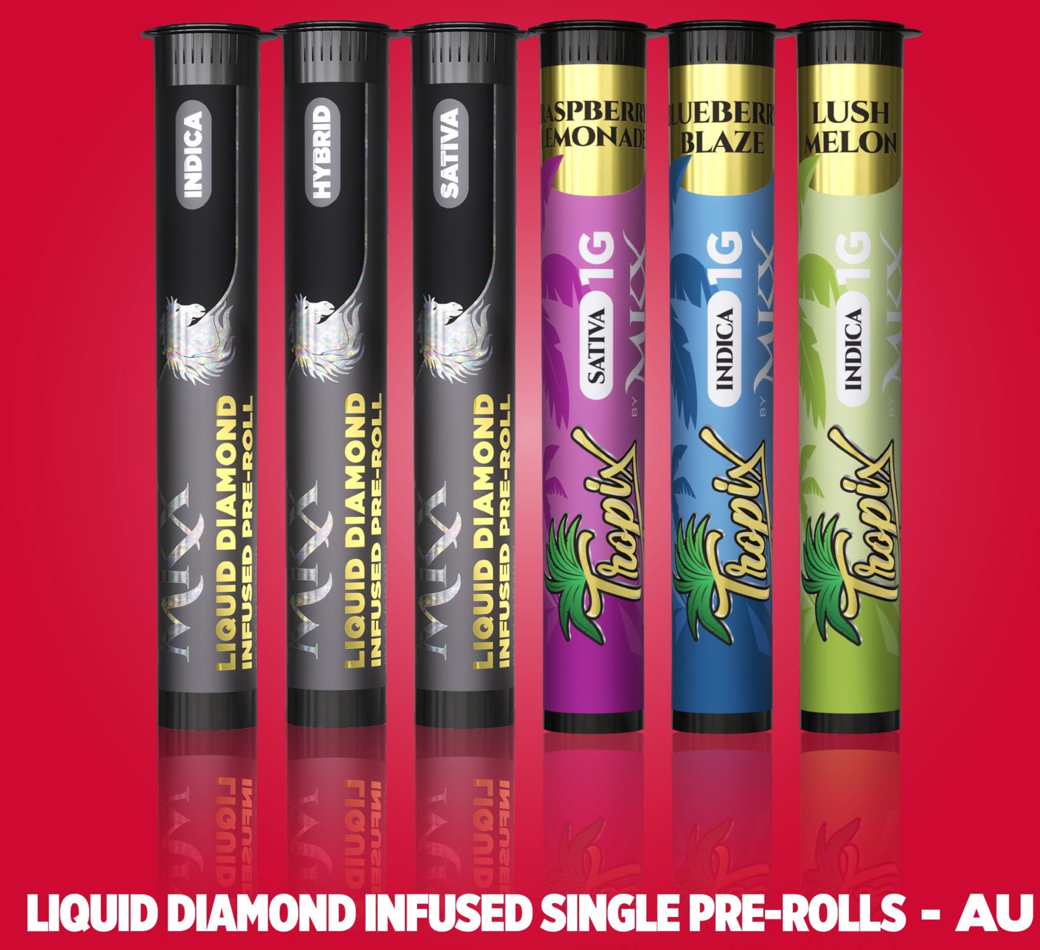 Photograph of product: MKX: Tropix Blueberry Blaze 1G Liquid Diamond PreRoll