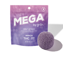 Photograph of product: Gron | Edible | Infused | Sour Grape MEGA | 100mg | TH-oui - Oui'd
