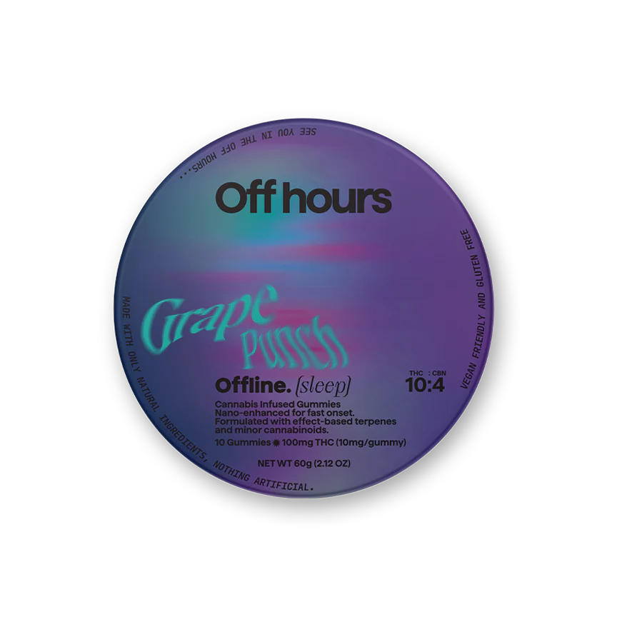 Photograph of product: Off hours | Gummies 100mg | Offline | Grape Punch
