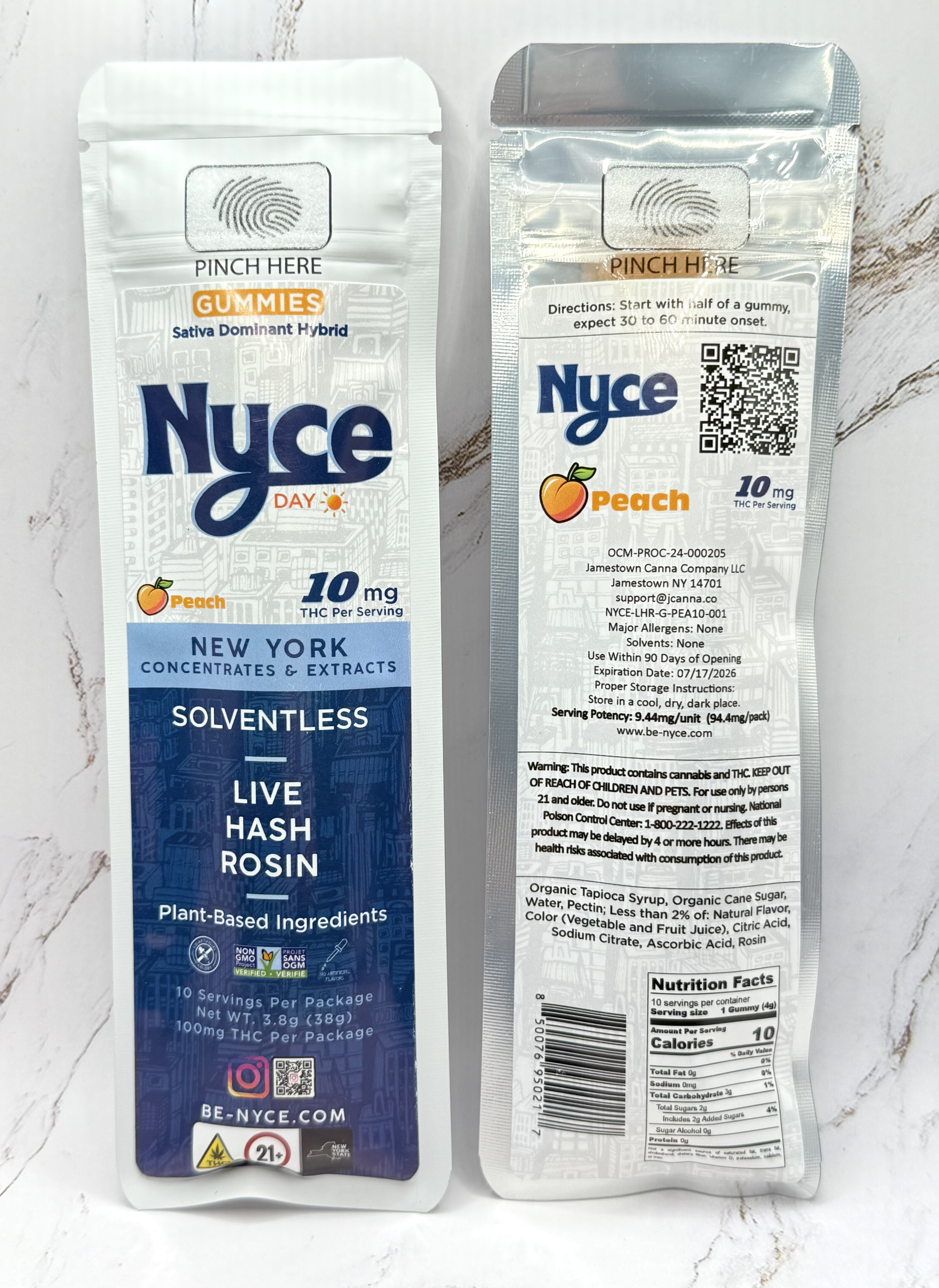 Photograph of product: NYCE - Peach Gummies - 10mg 10pk (DAYTIME)