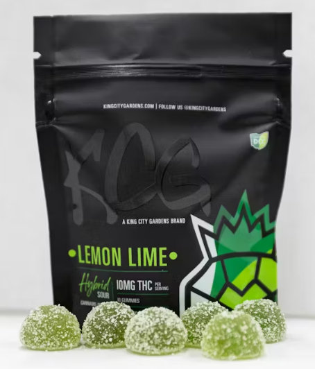 Photograph of product: KCG | Sour Lemon Lime 10pcs | 100mg Liquid Diamond Gummies