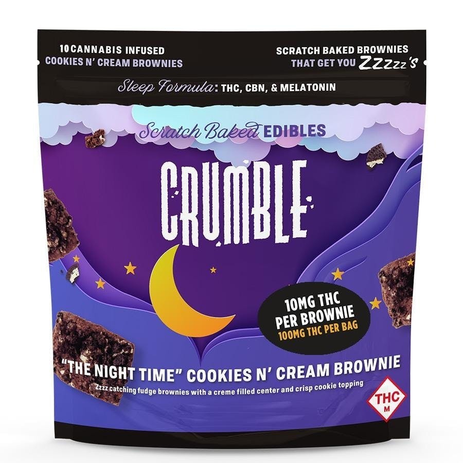 Photograph of product: Crumble - Cookies N' Cream Brownie - 50 mg