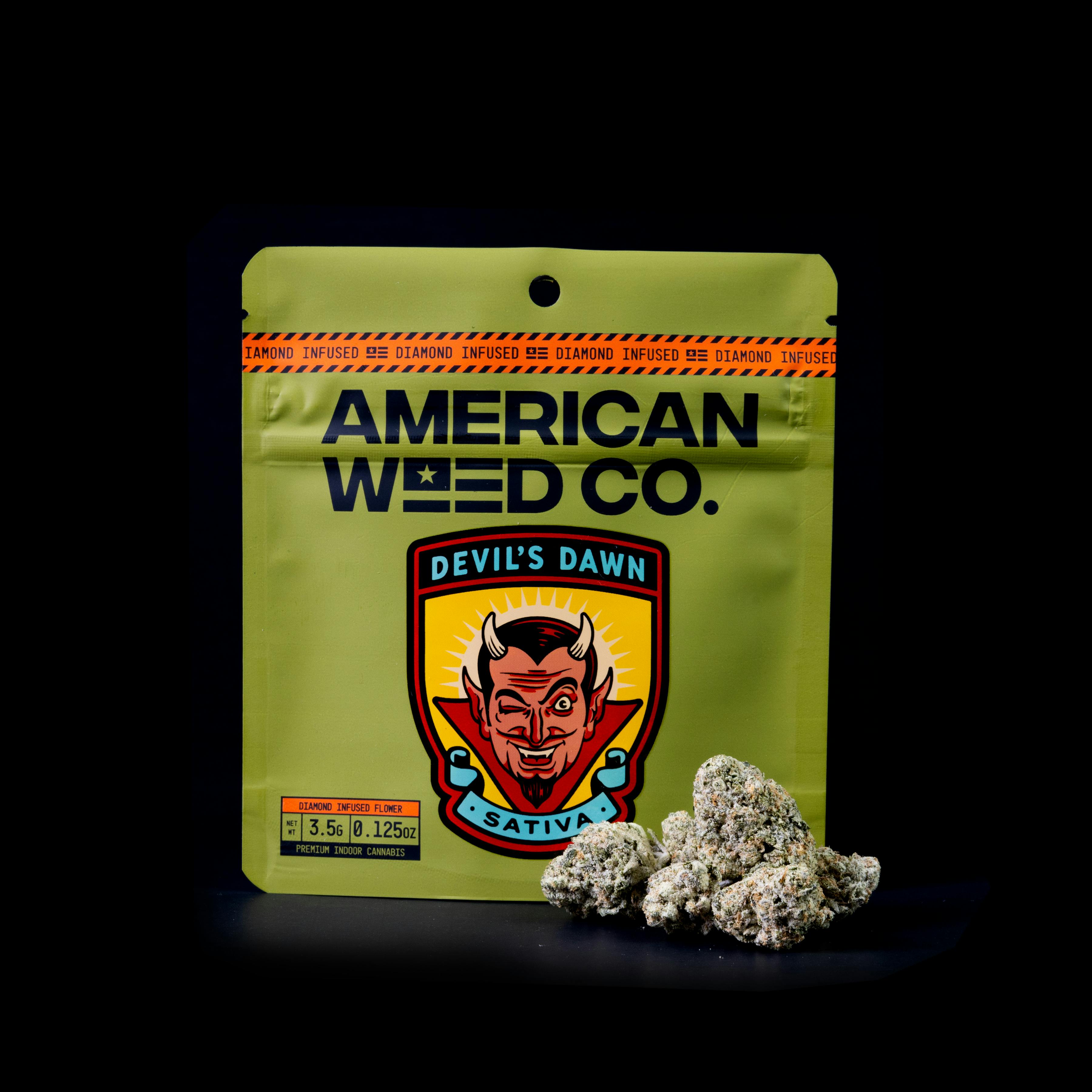 Photograph of Product: American Weed Co. - Devil's Dawn - Citrus Bomb - Infused Flower - - Sativa - 3.5g