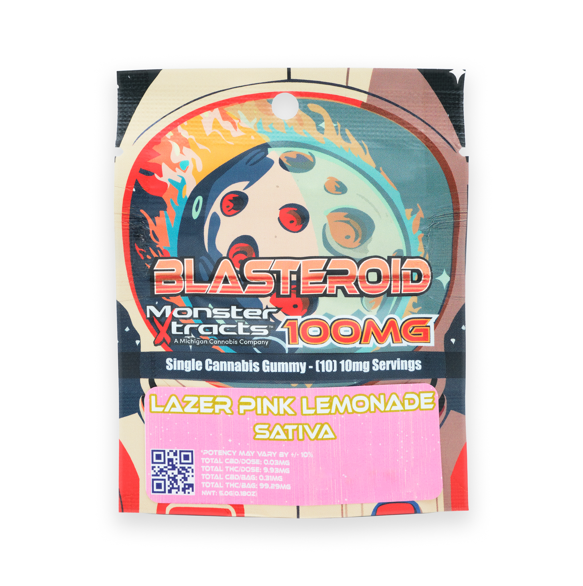 Photograph of product: Lazer Pink Lemonade Blasteroid | 100MG Gummy