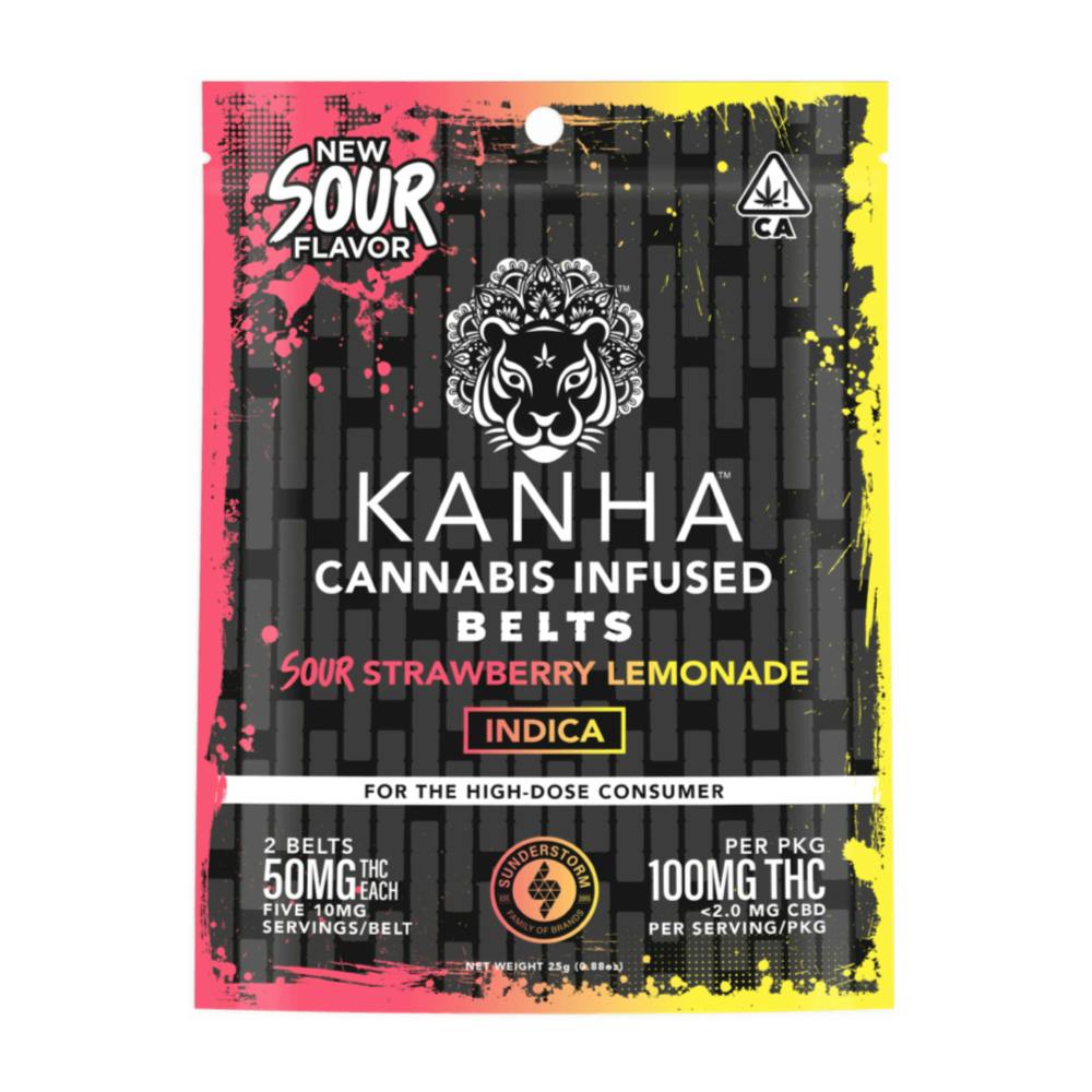 Photograph of product: 100MG BELT SOUR STRAWBERRY LEMONADE - KANHA