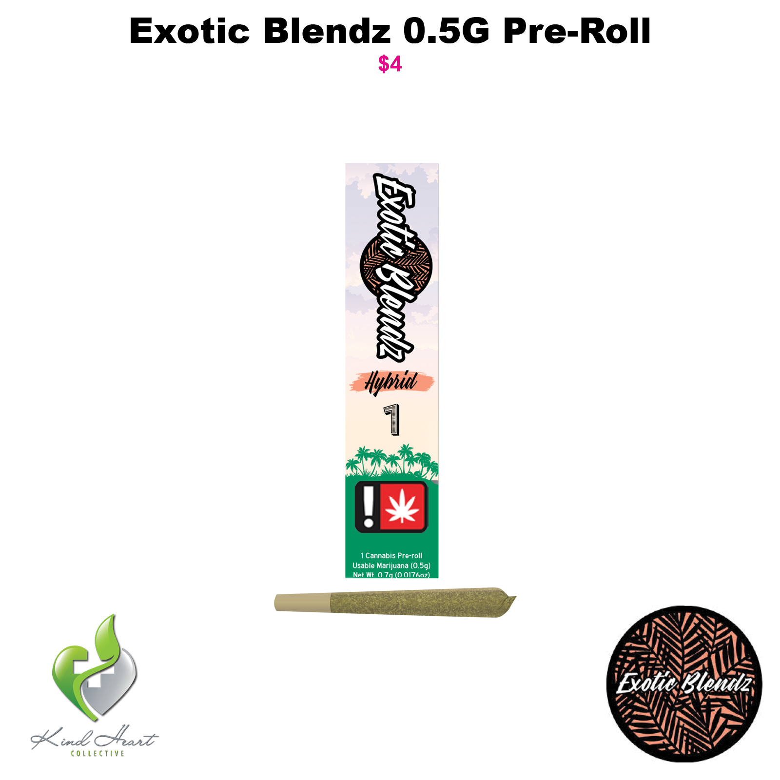 Photograph of product: Hybrid 0.5G Pre-Roll, Exotic Blendz (Taxes Included)