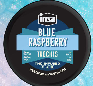 Photograph of product: INSA Blue Raspberry RSO Troches 20MG (20pk)