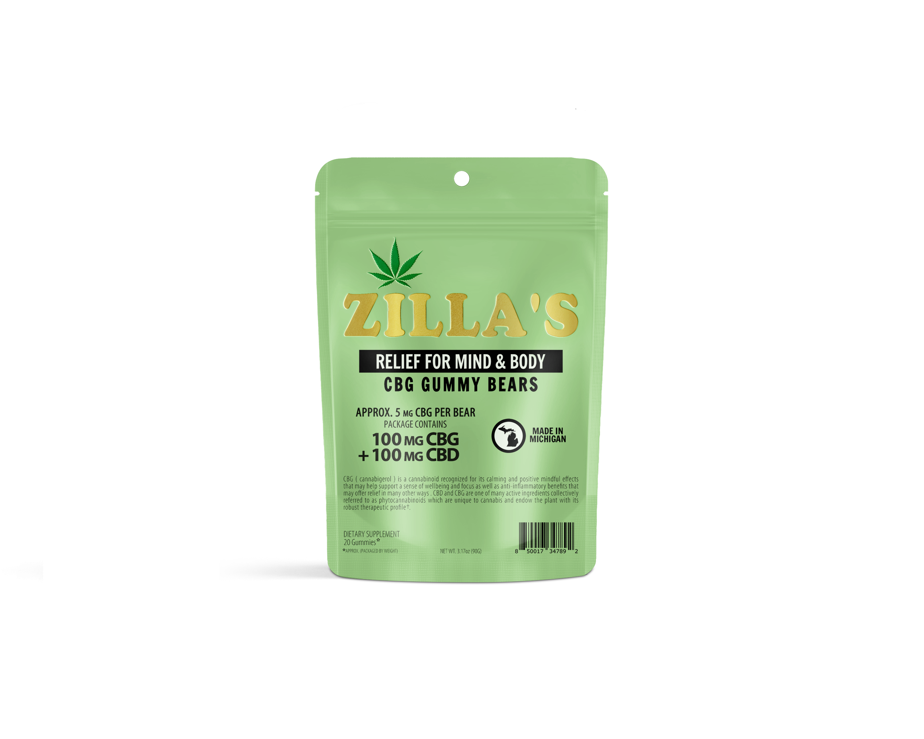 Photograph of Product: ZILLA'S | CBD | Gummies | 1:1 CBD & CBG | Mind & Body | 200mg