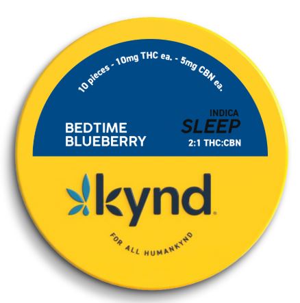 Photograph of product: Kynd Sleep Bedtime Blueberry Gummies 2:1 TH-oui:CBN 100mg/10pk