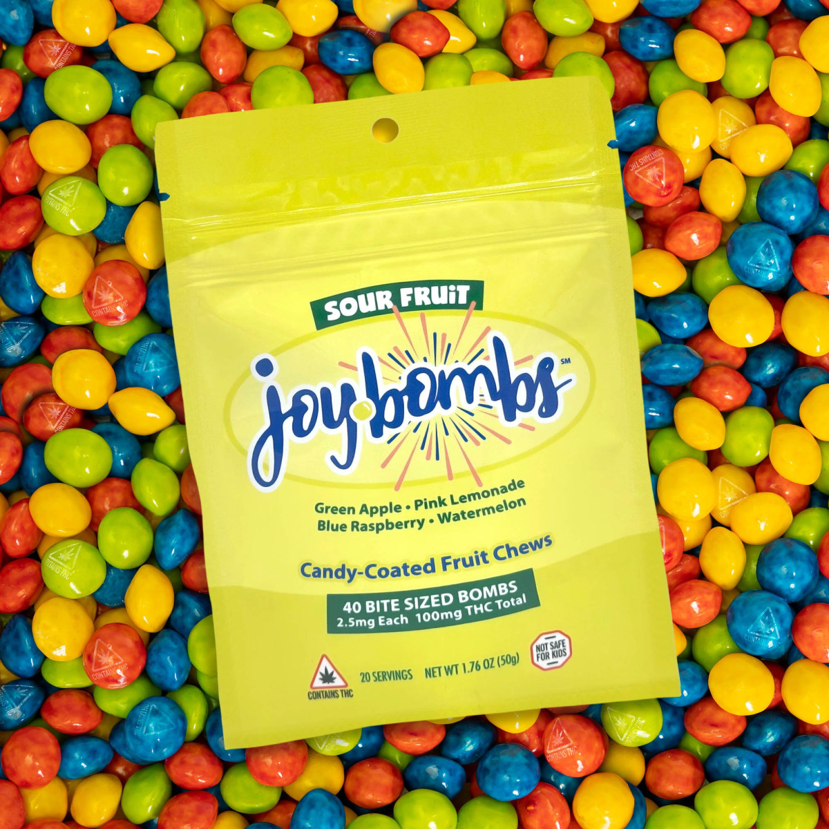 Photograph of product: JOYBOMBS - Sour - Candy-Coated Fruit Chews - 40pk (2.5mg/100mg)