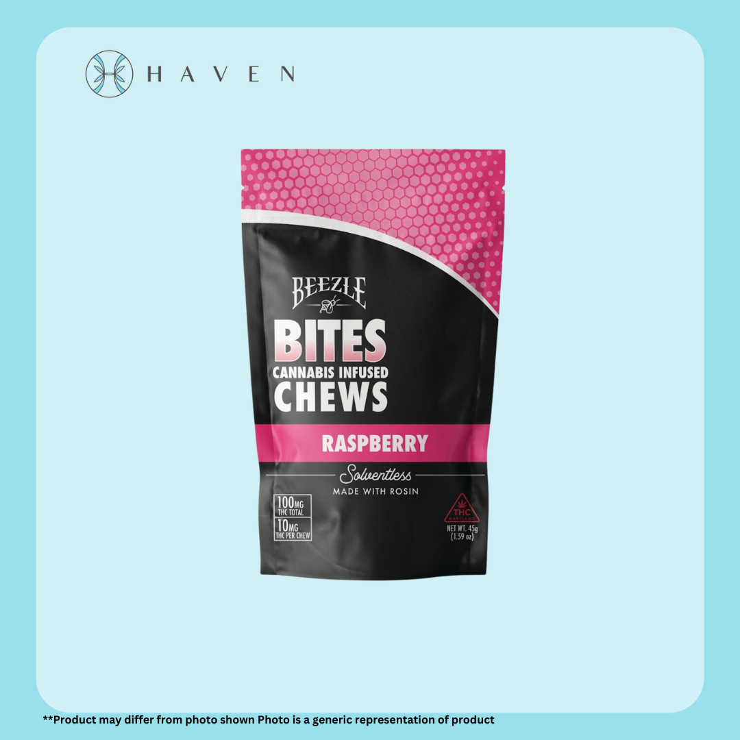 Photograph of product: 10mg Raspberry Solventless Rosin Chews (10pk) | Beezle Bites