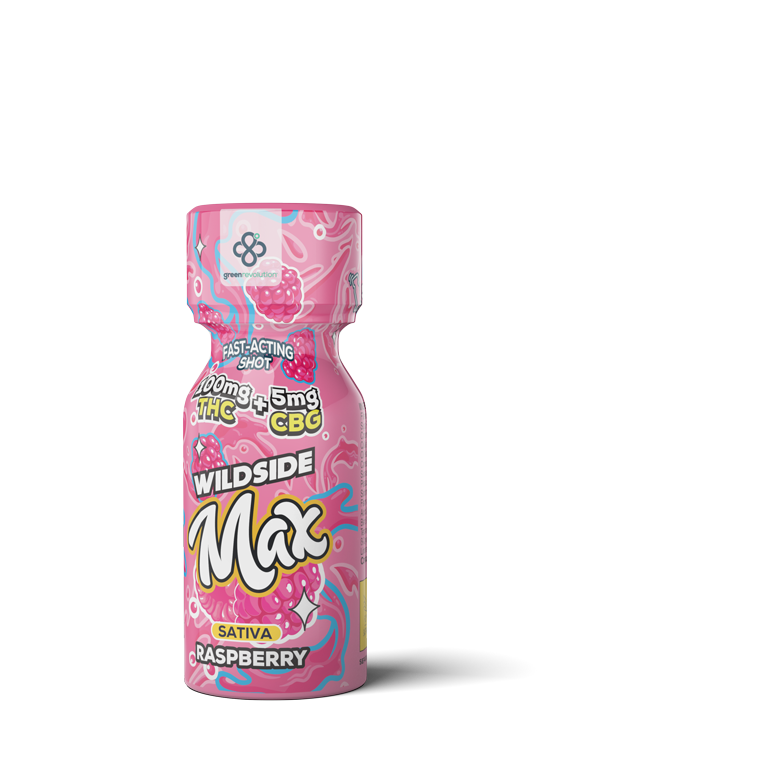 Photograph of Product: Green Revolution | Nano Shot MAX | Raspberry | 200:1 | THC:CBG | 100mg