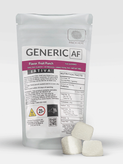 Photograph of Product: Generic AF Fruit Punch | 100mg THC | 20 Pack | Central Processors