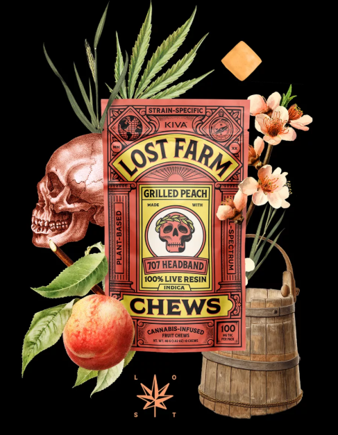 Photograph of product: CL Kiva Lost Farm Live Resin Fruit Chews - Grilled Peach 100mg