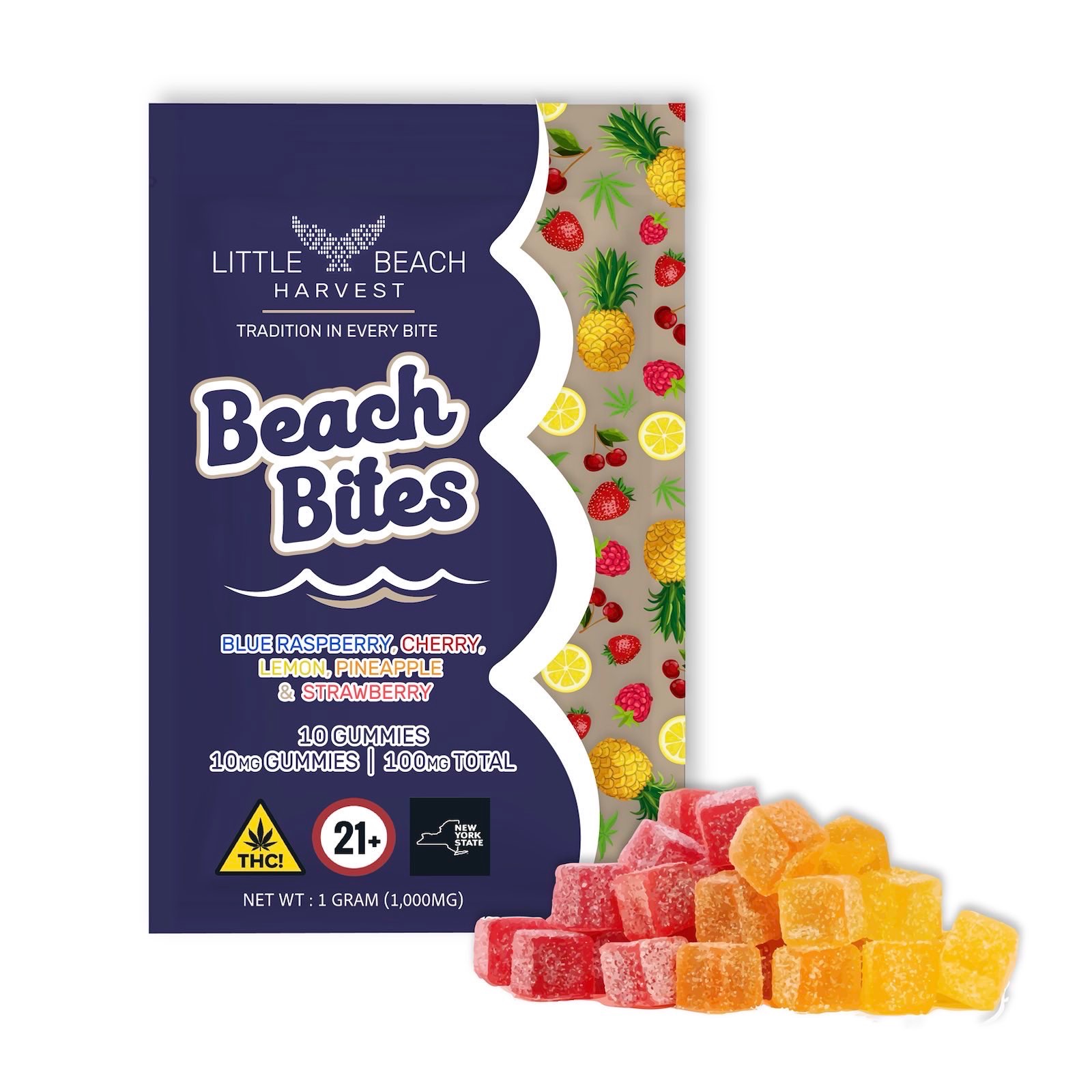 Photograph of Product: Beach Bites | Mixed Flavor 10mg Gummies | 100mg Pack
