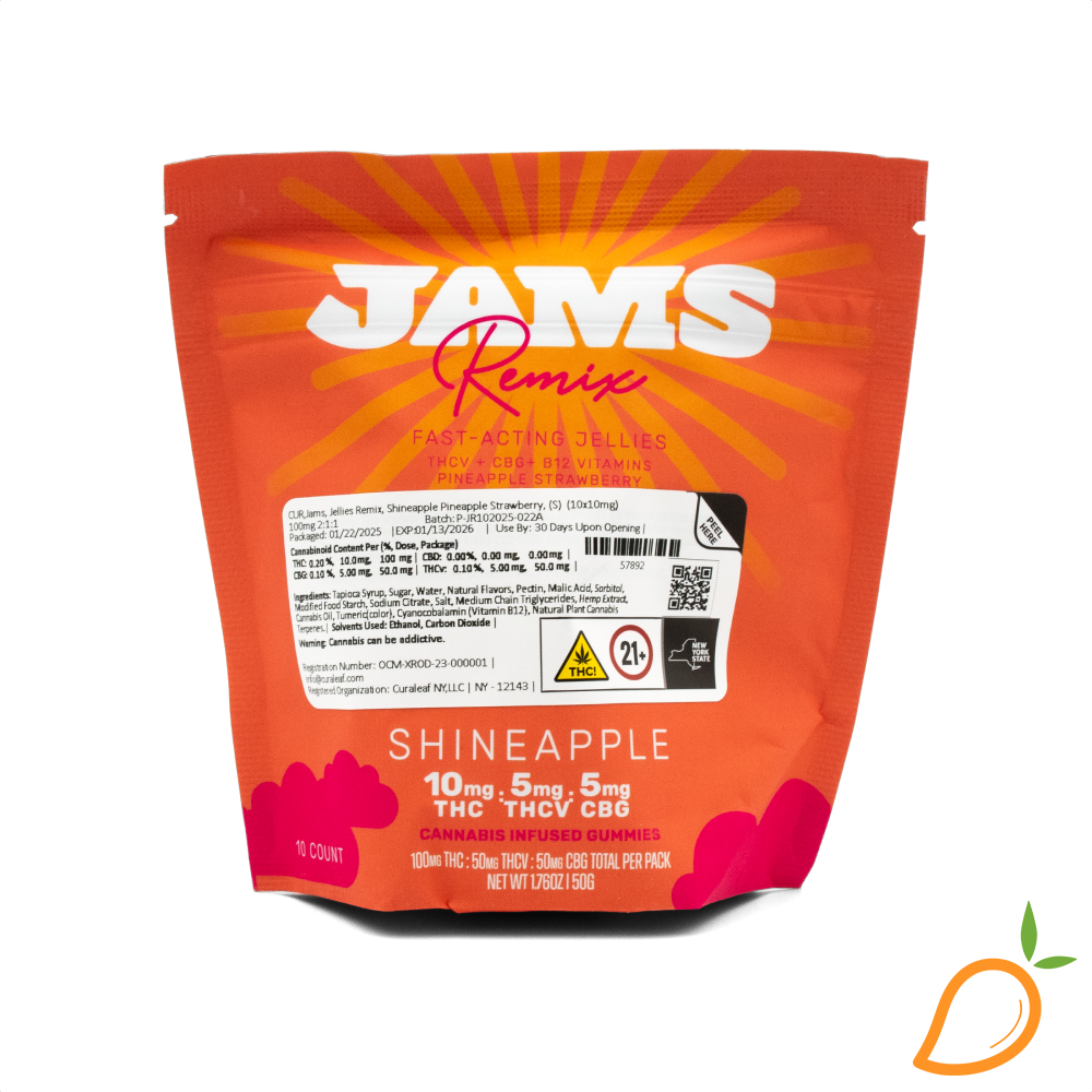 Photograph of product: 100mg Shineapple 2:1:1 TH-oui:TH-ouiV:CBG Oui'd Gummies Jams Jellies