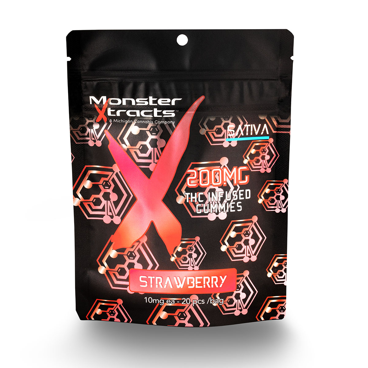 Photograph of product: Monster X   10 X 20mg Gummies   Strawberry