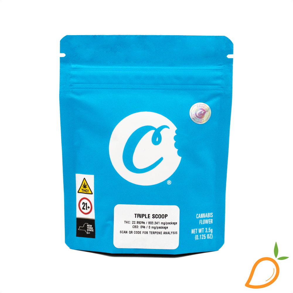 Photograph of product: 3.5g Triple Scoop Prepackaged Flower Cookies