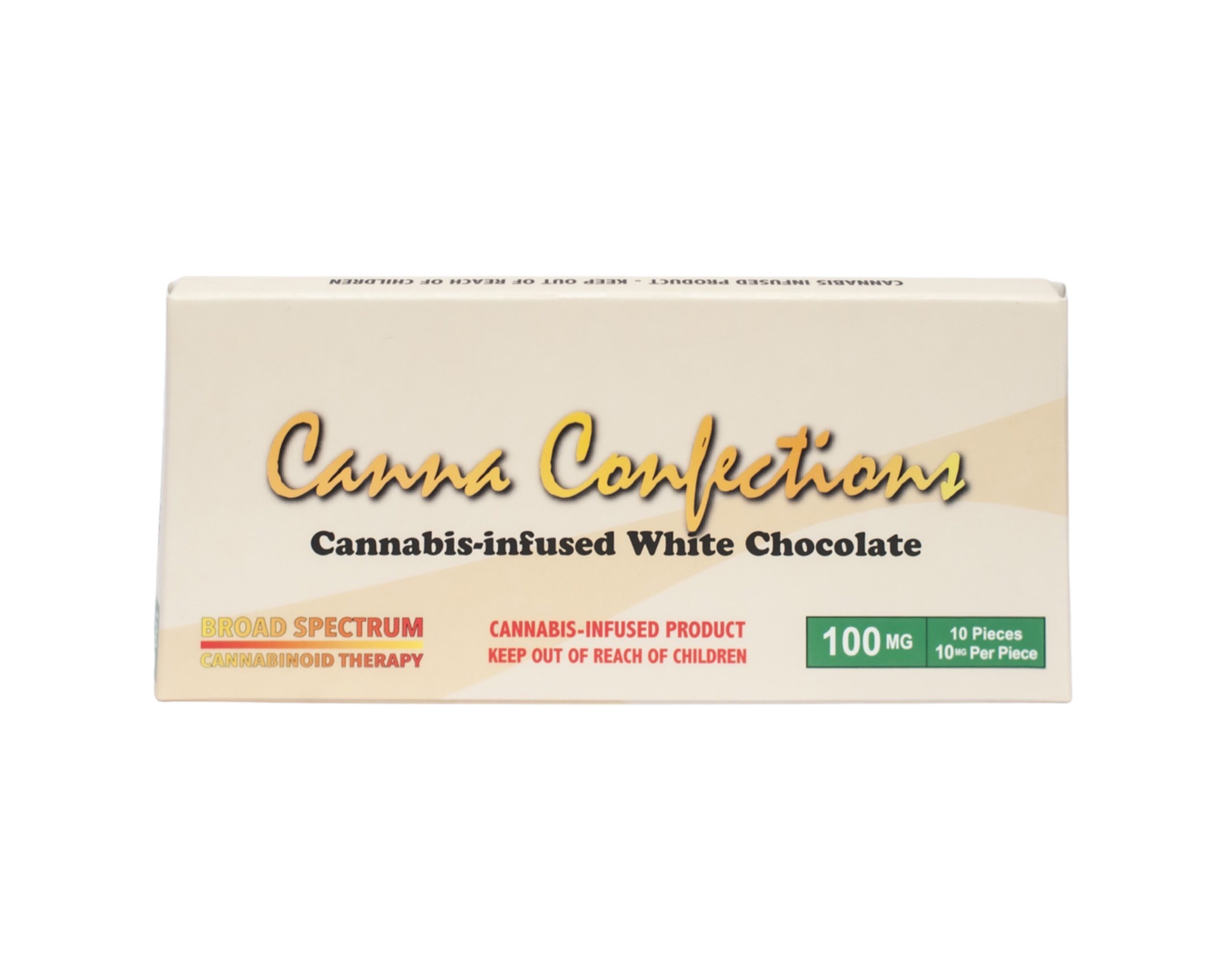 Photograph of product: CANNA CONFECTIONS - CHOCOLATE - 100MG - 10PK - WHITE - Oui'd
