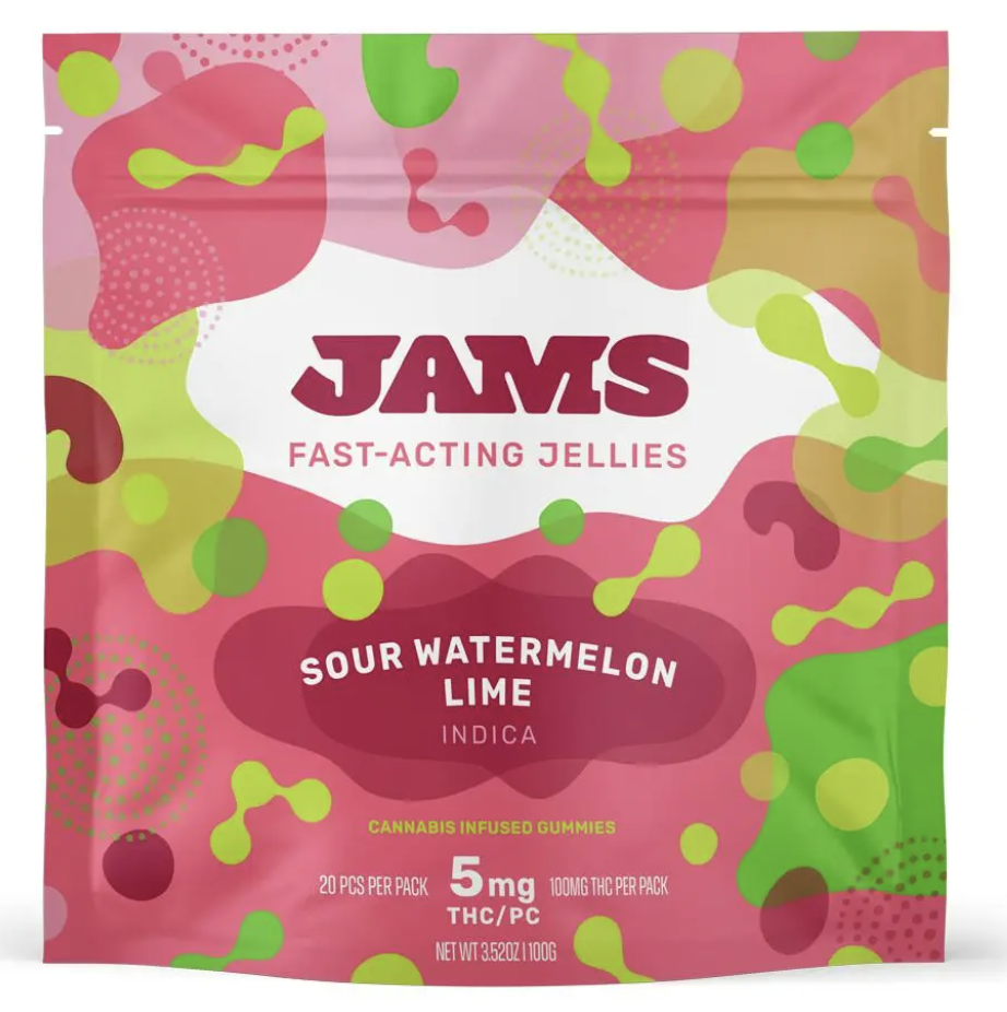 Photograph of product: Sour Watermelon Lime (F.A.) Jellies - 20pk / 100mg - Gummies