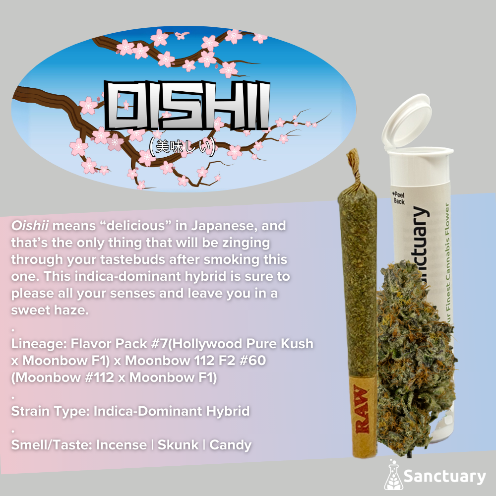 Photograph of product: Sanctuary Medicinals | 28g Flower | Oishii