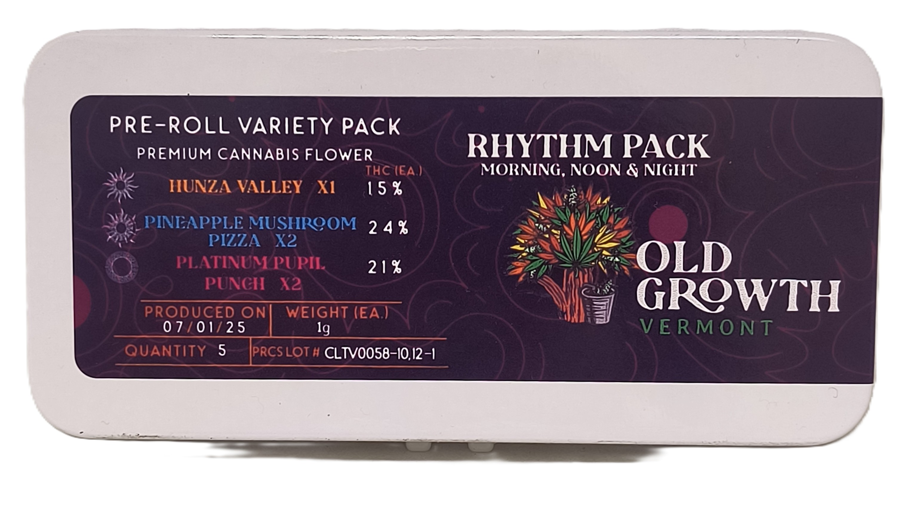 Photograph of product: Rhythm Variety Pack Pre-Roll 5-Pack | Old Growth
