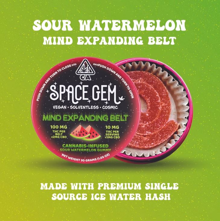 Photograph of product: Space Gem - Sour Watermelon Mind-Expanding Belt 100mg