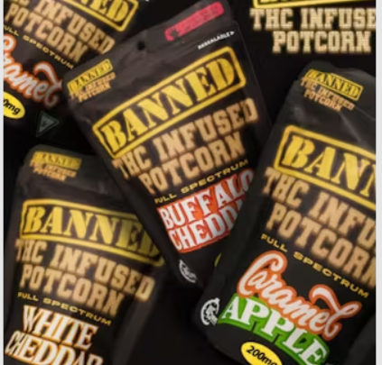 Photograph of product: Banned - 200mg Potcorn - Cookies & Cream