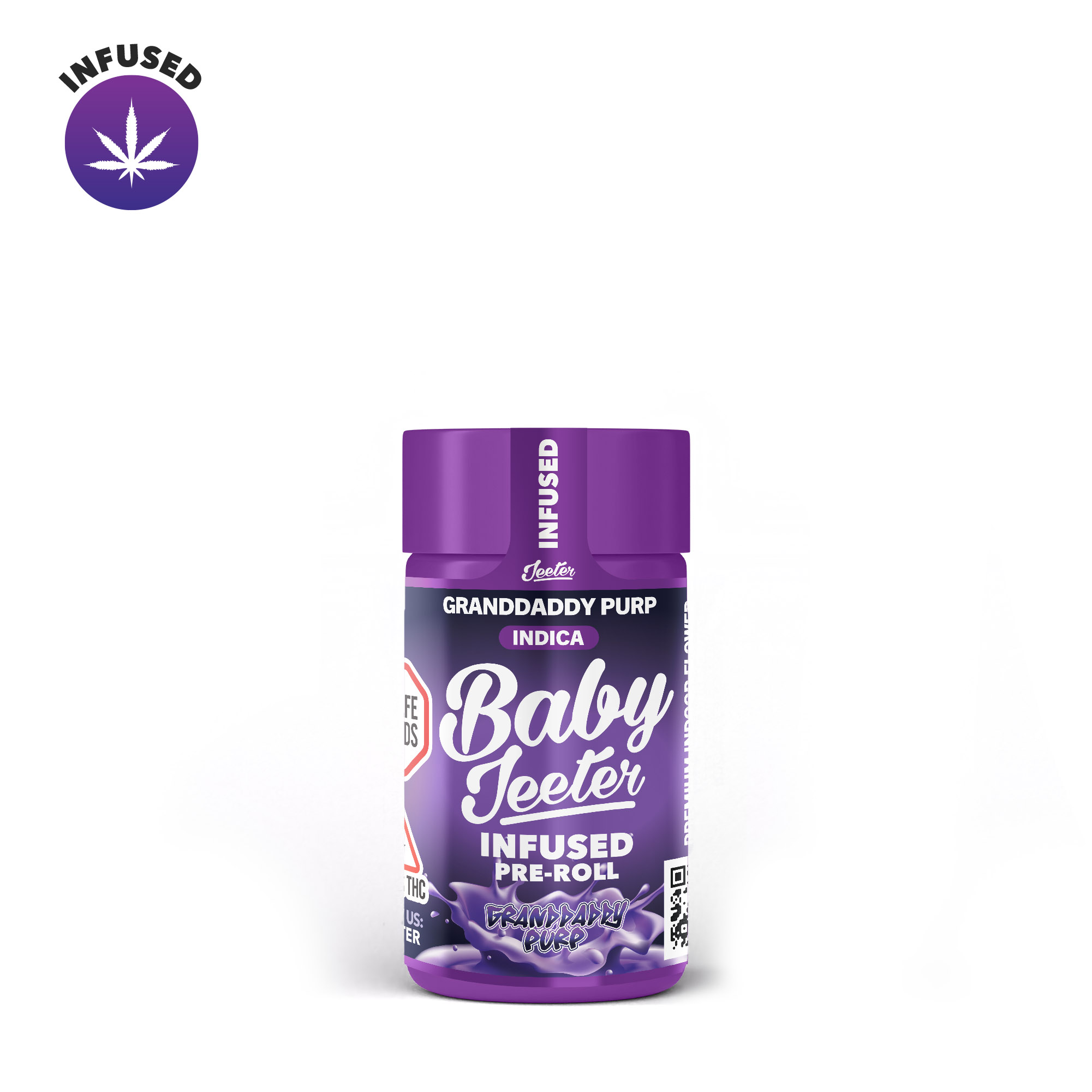 Photograph of product: 5 PACK - Granddaddy Purp Baby Jeeter 0.5g Infused Pre-Rolls (2.5g)