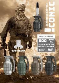 Photograph of product: Iconic Grenade 510 thread battery - Black (YBW)