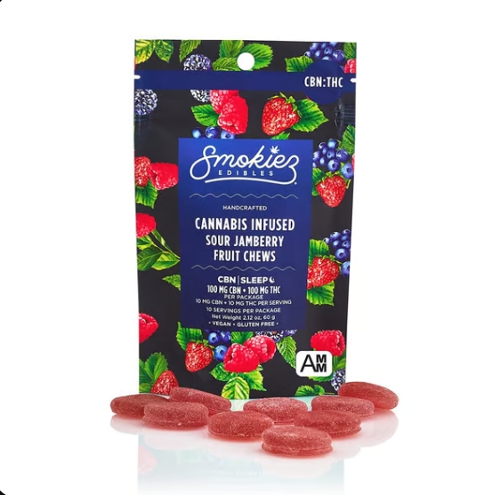 Photograph of product: Smokiez | Gummies | Sour Jamberry I 100MG TH-oui:CBN