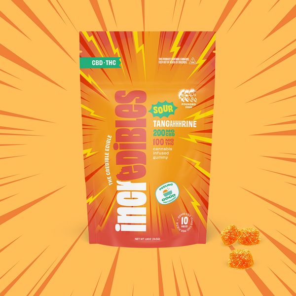 Photograph of product: 2:1 Sour Tangahhhrine | Gummies | 10 pack | 100mg TH-oui / 200mg CBD