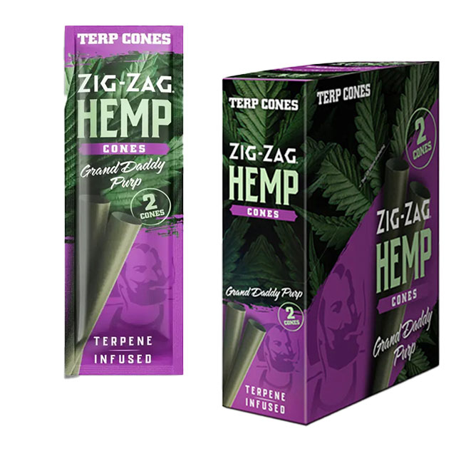 Photograph of product: Zig-Zag - Terp Infused Hemp Cones - Grand Daddy Purp - 2pk