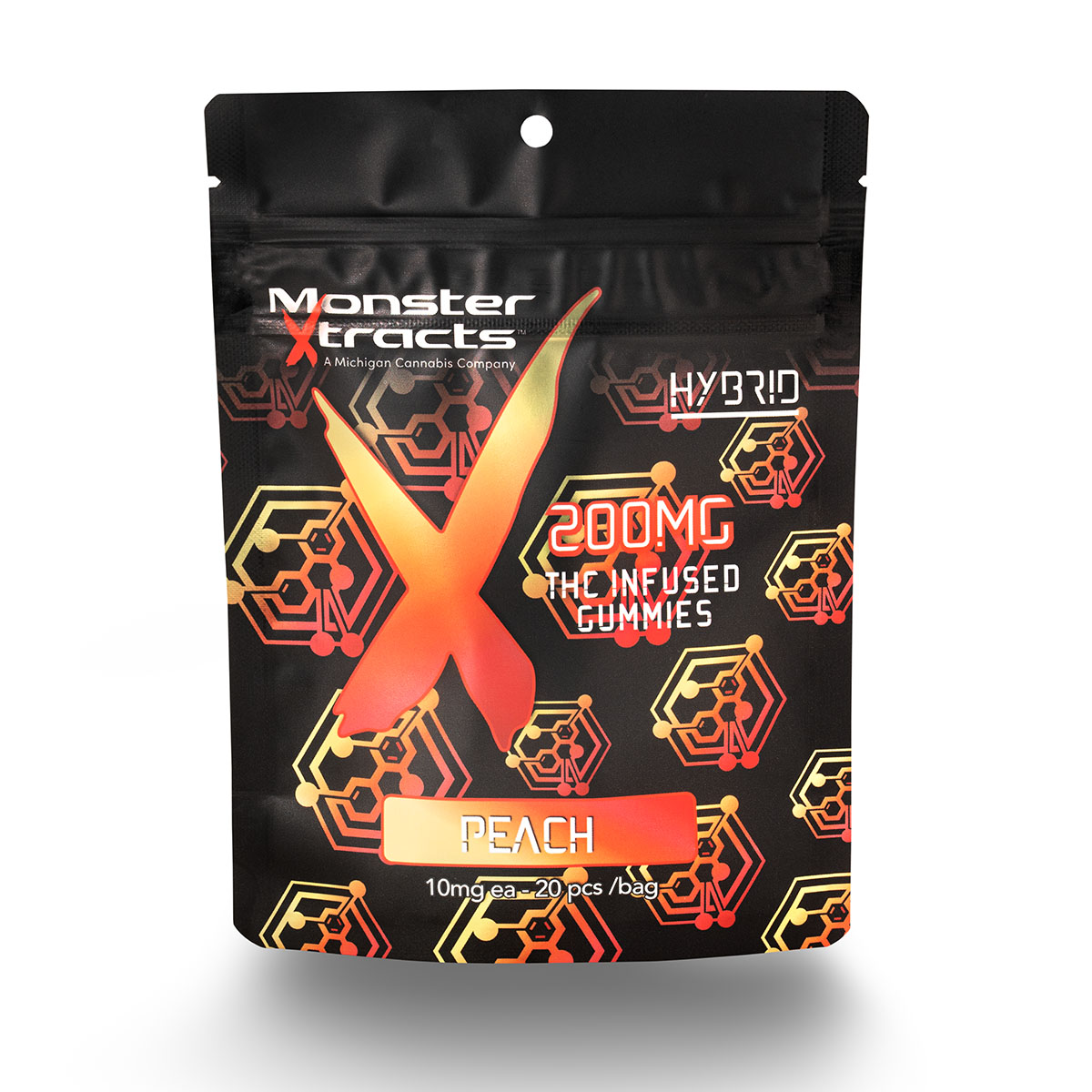 Photograph of product: Monster X   10 X 20mg Gummies   Peach