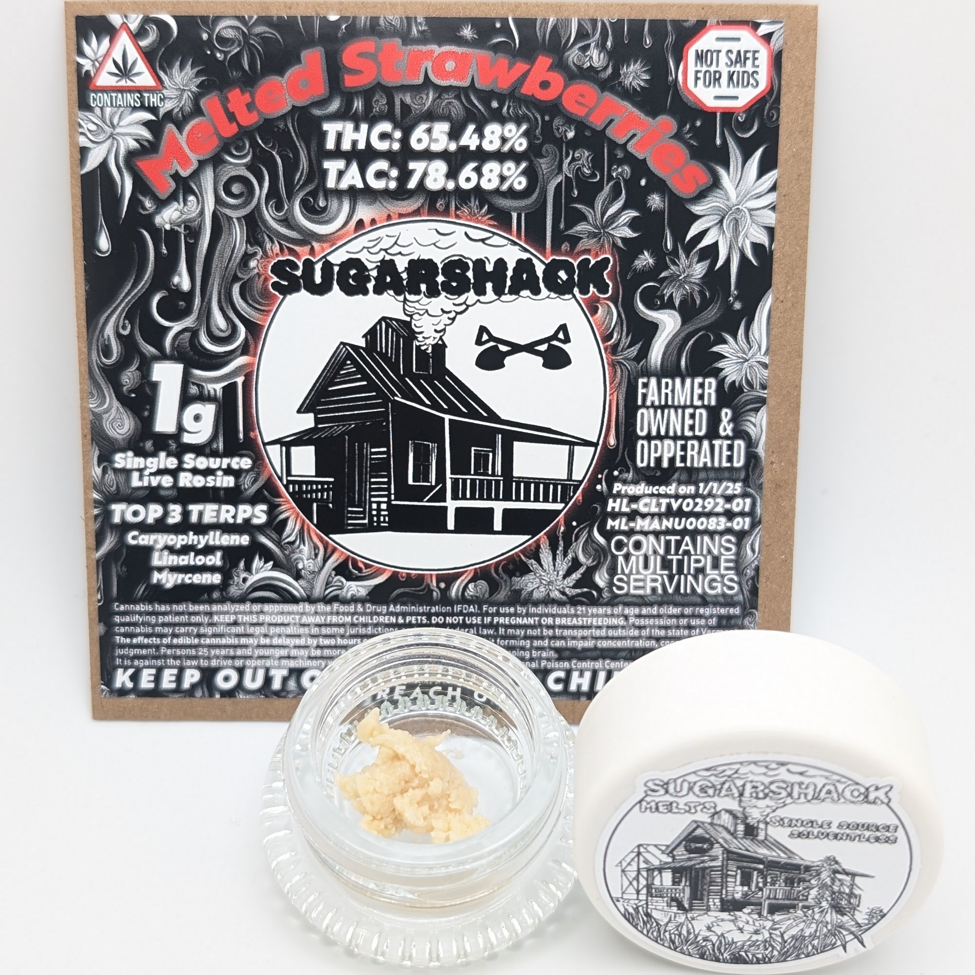 Photograph of product: Melted Strawberries 1g Live Rosin (Sugar Shack)