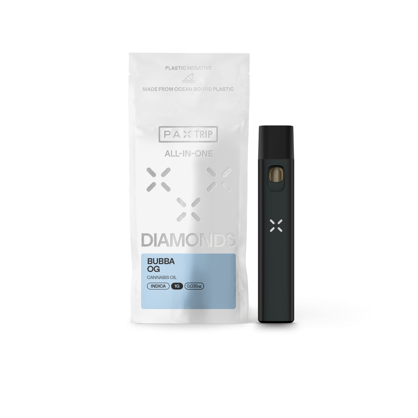 Photograph of product: 1000mg Diamonds Disposable Pax | Bubba OG | Temple Hill
