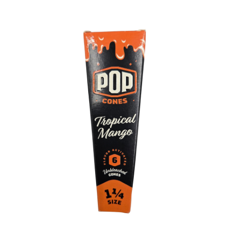Photograph of product: Pop Cones | Flavored Rolling Papers | Tropical Mango | 1.25 Size