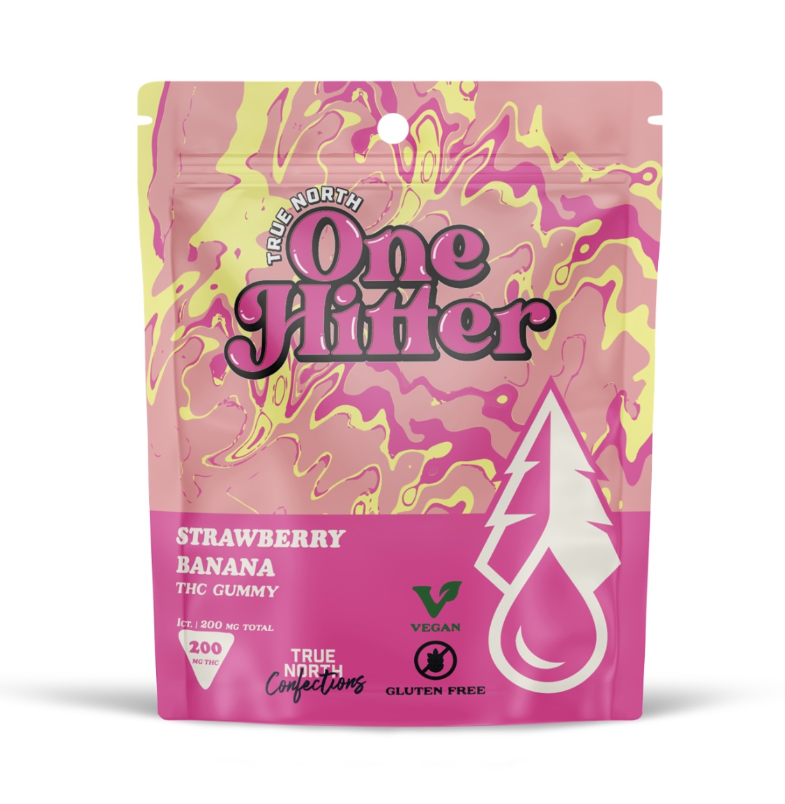 Photograph of product: AU True North: Strawberry Banana One Hitter 200mg Gummies