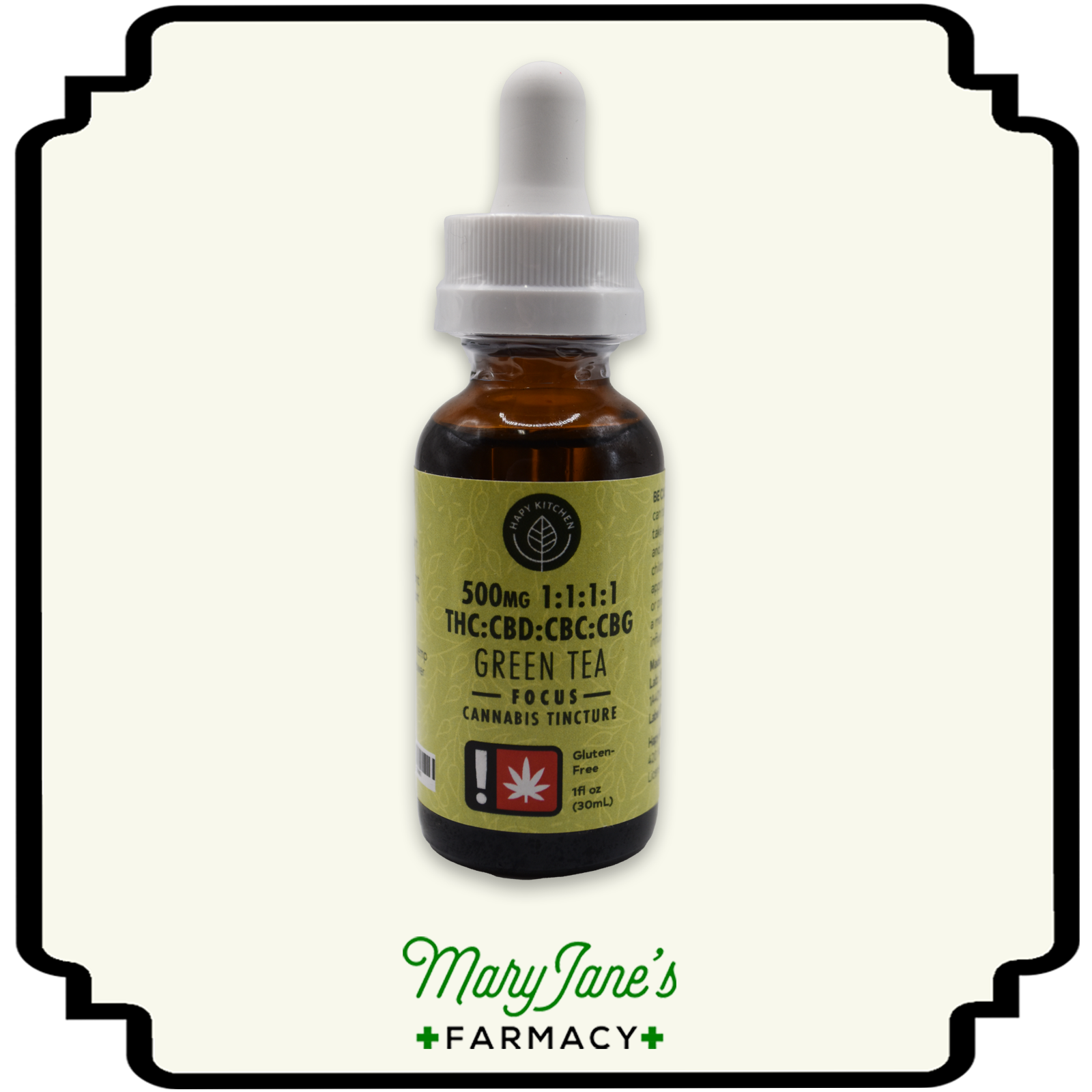 Photograph of product: Green Tea Focus Tincture 1:1:1:1 TH-oui:CBD:CBC:CBG | 500mg